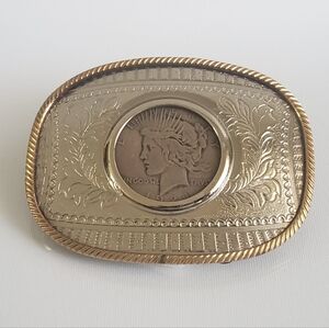 Vintage GERMAN SILVER Engraved Belt Buckle